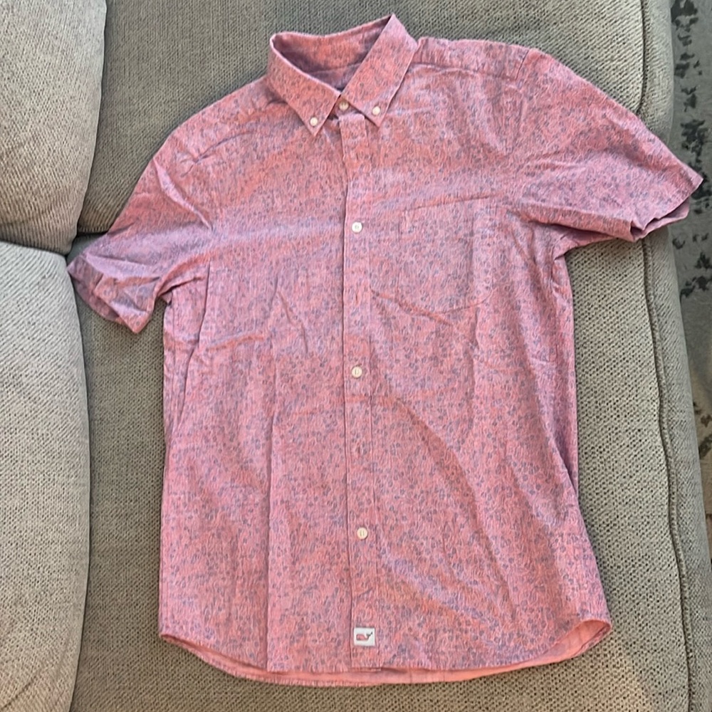 Vineyard Vines Katana Floral Classic Fit Button Down Shirt Pink Blue Men’s S